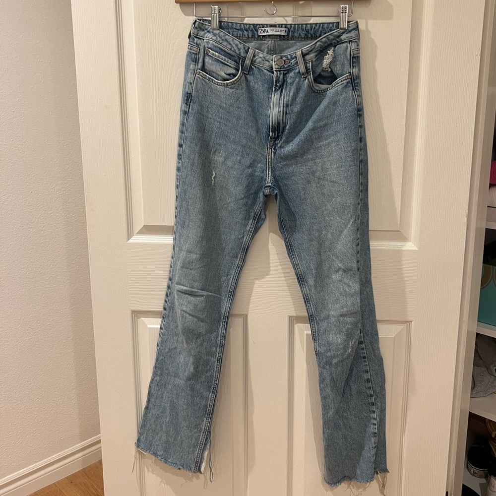 Zara slim flair fitted high waisted jeans